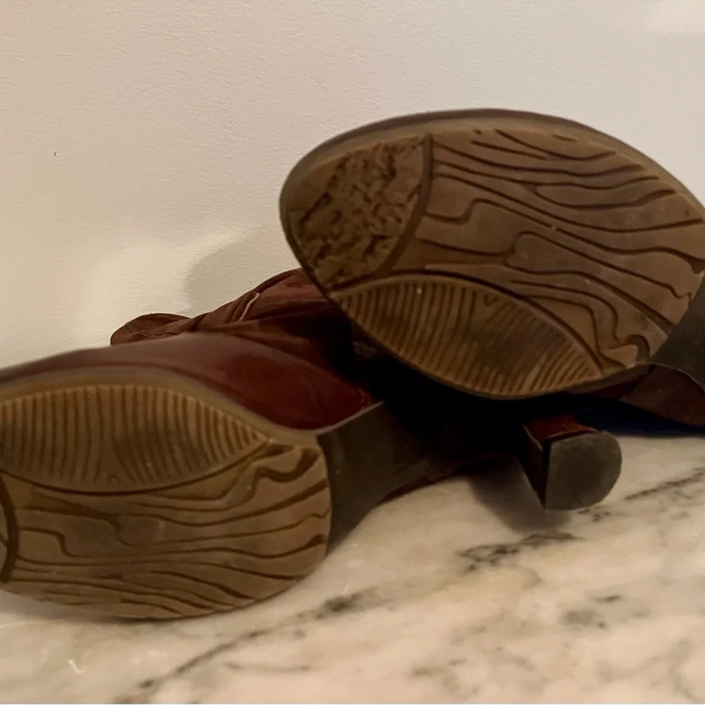 Gold Button Leather and Suede Boots - Picture 6 of 9